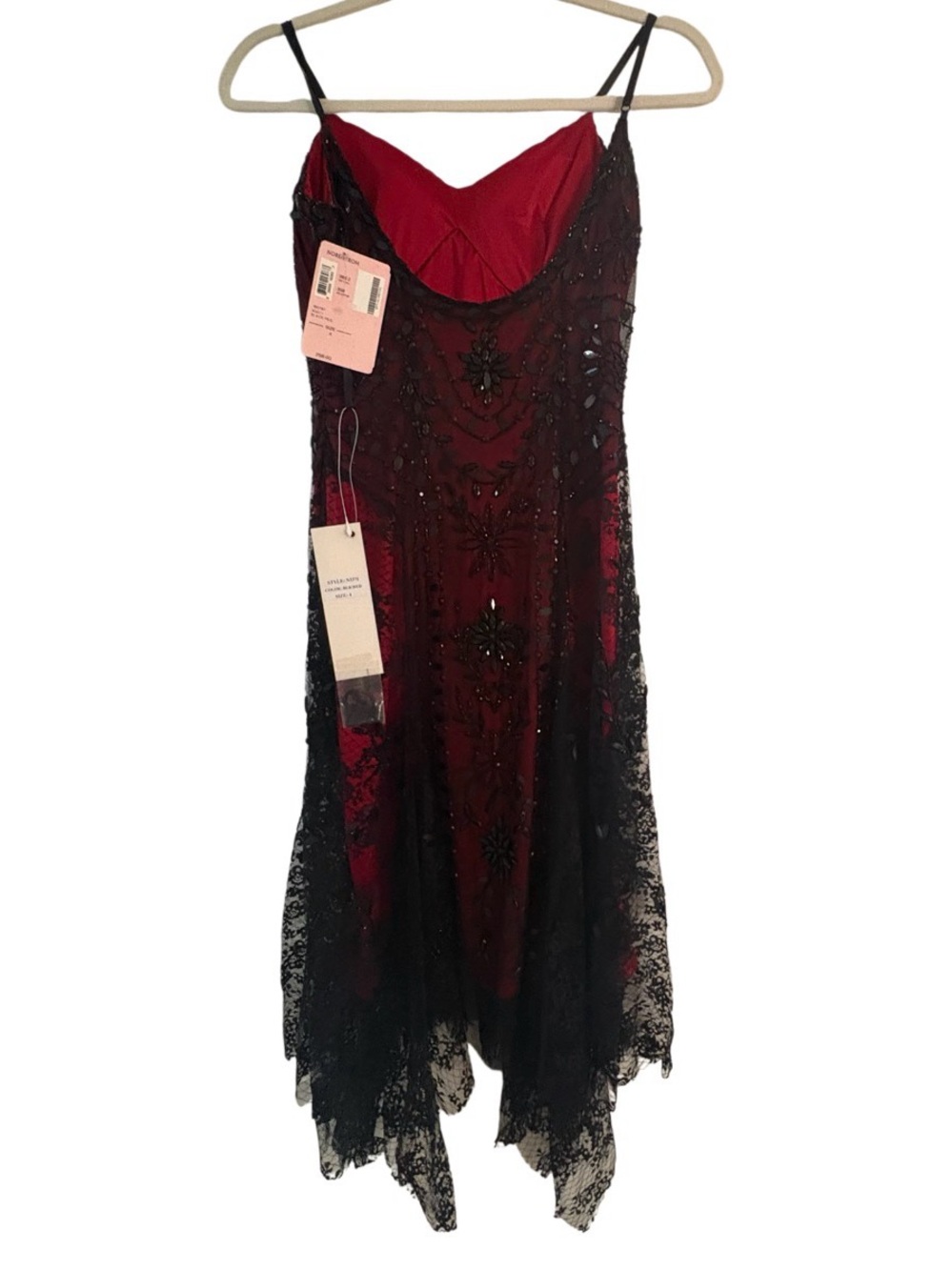 NWT Vintage Sue Wong Nocturne N3371 Black Red Beaded Lace Dress Sz 4 - Picture 4 of 6